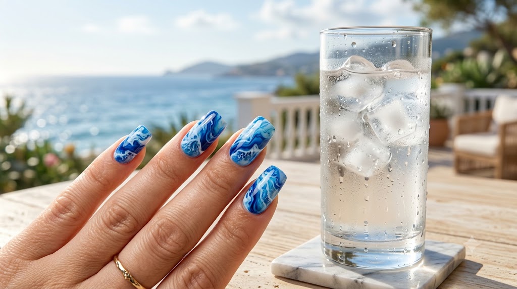 Abstract Ocean Wave Marble